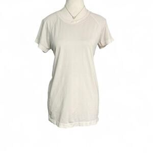 Lululemon White Swiftly Tech Short Sleeve Full Length Fitted Activewear Size 10